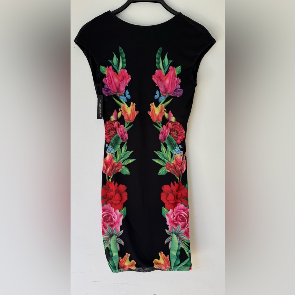 AFRM Black Mini Dress with Vibrant Floral Design - Picture 2 of 5